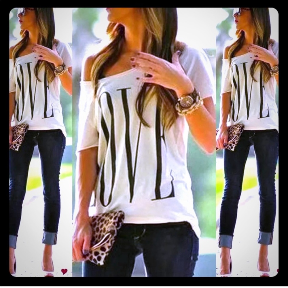 Cute off the shoulder shirt. New, never worn. SM